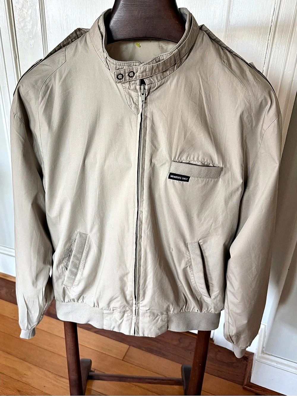 Members Only Classic Iconic Racer Jacket Beige Size Medium